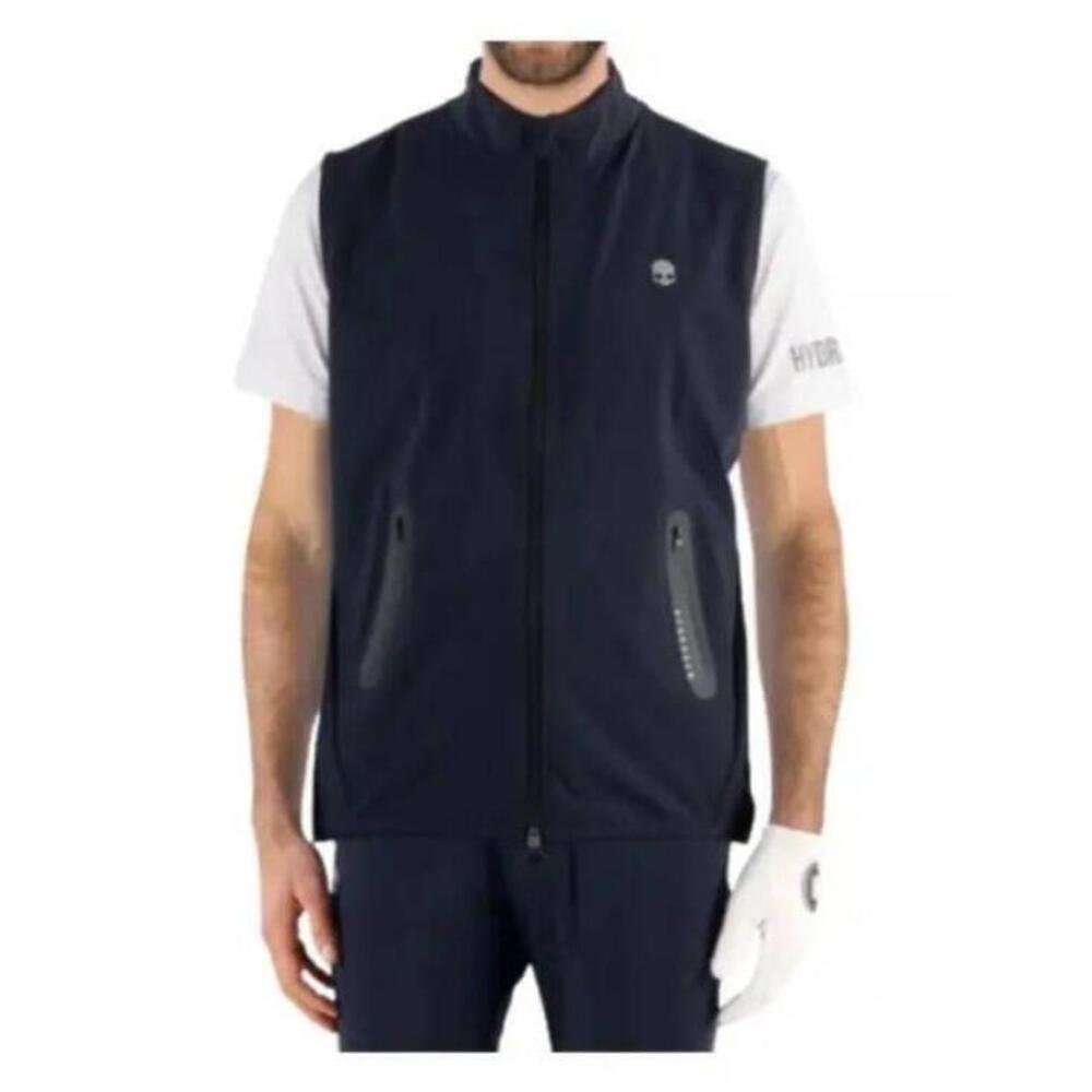 HYDROGEN High-Collar Zip Vest with Emblem Detail